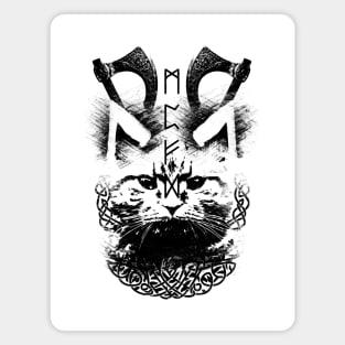 Abstract Cat in Viking Style - Black Magnet